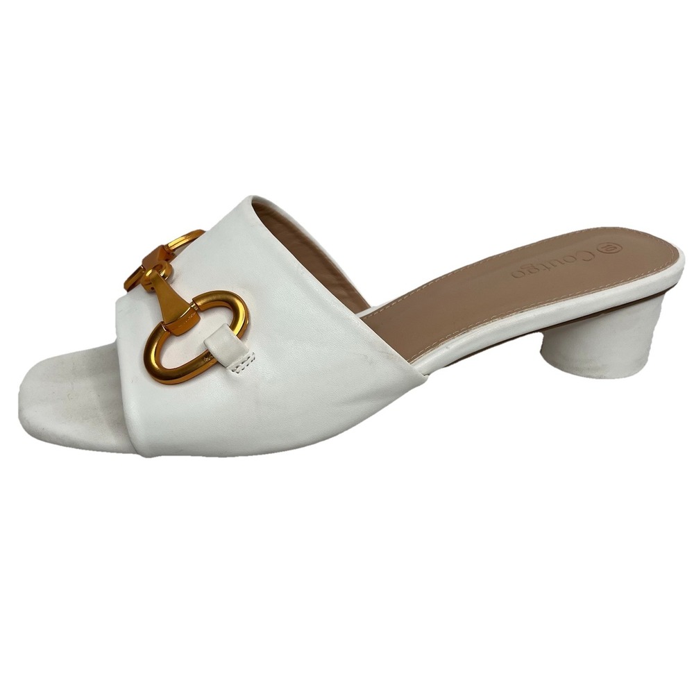 Coutgo Women's Cream Open Toe Round Heel Bit Sandals 10 Old Money Luxury
